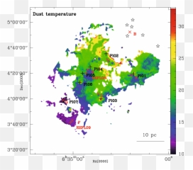 Dust - temperature map of the Rosette molecular cloud Map png