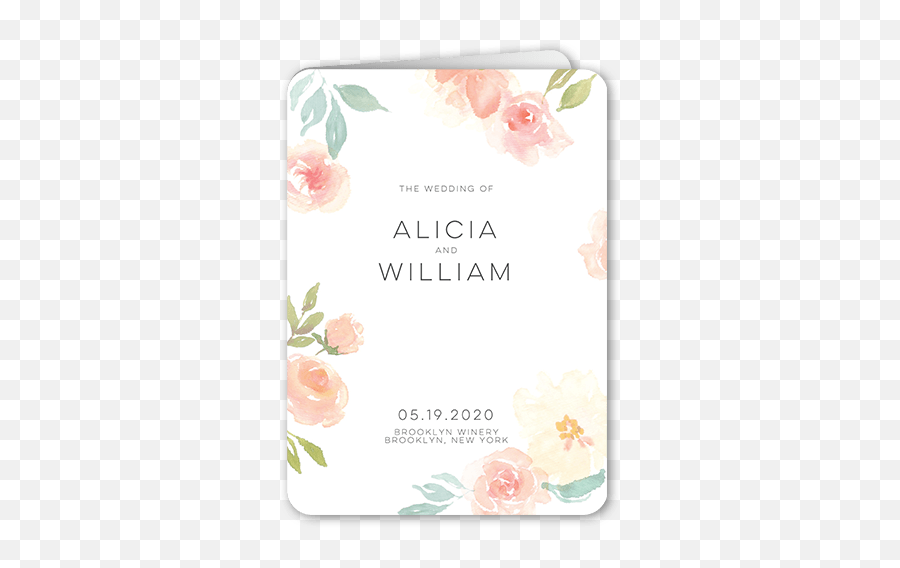 Floral Accessory 5x7 Folded Wedding Program By East Six - Floral Png,Shutterfly Png