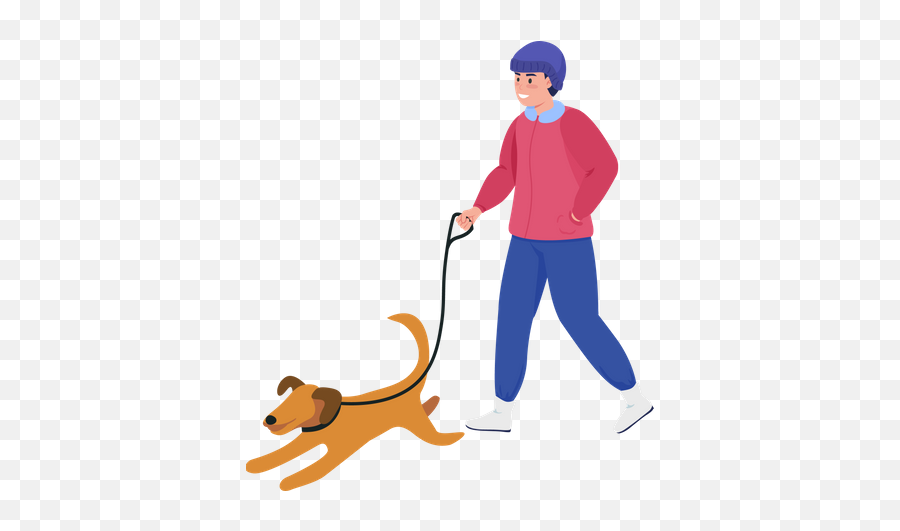 Best Premium Happy Guy With Dog Illustration Download In Png - Cartoon Man Walking Dog Transparent,Happy Dog Icon