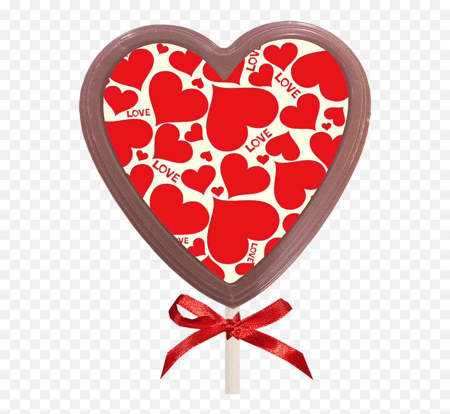 Printed Love Chocolate Heart Lollipop - Design Patterns Love Png,Lollipop Transparent