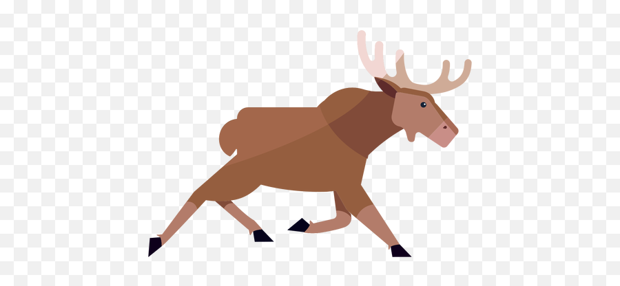 Moose Elk Antler Running Flat - Cartoon Png,Elk Png