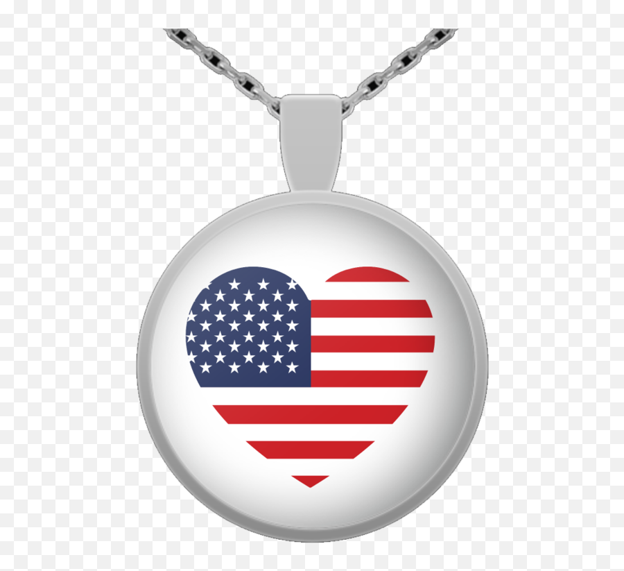 Usa Flag Heart Round Pendant Necklace - Red White Blue Flag Heart Png,Jeb Bush Png