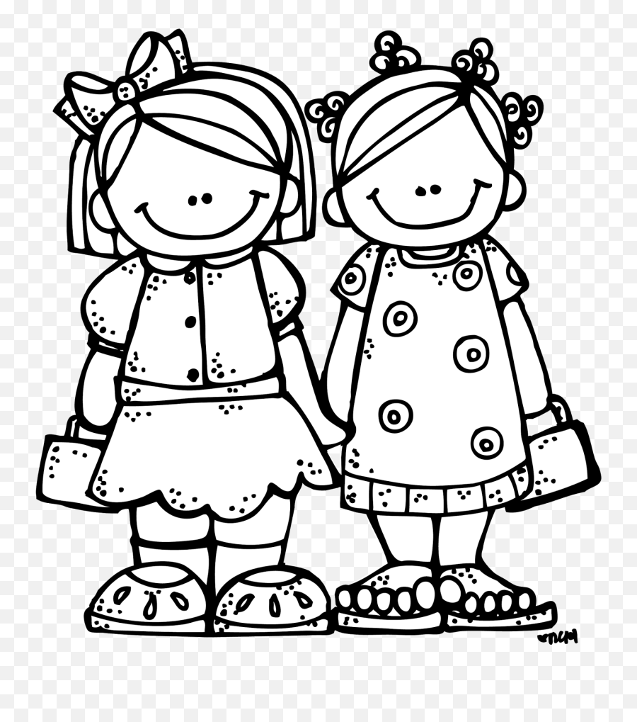 Friends Clipart Black And White Png - Sisters Black And White,Friends Clipart Png