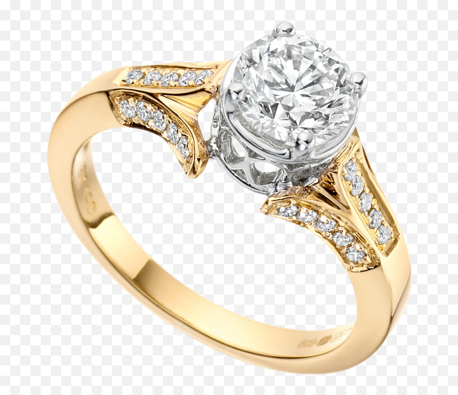 Yellow Gold Solitaire Engagement Ring - Engagement Rings Transparent Background Png,Engagement Ring Png