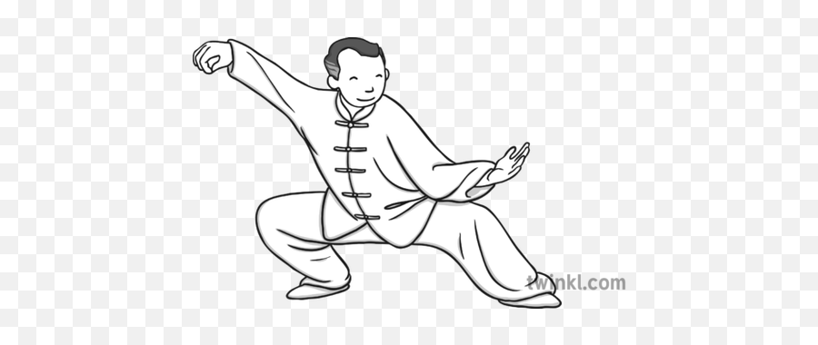 Tai Chi Black And White Illustration - Twinkl Martial Artist Png,Free Line Taichi Icon