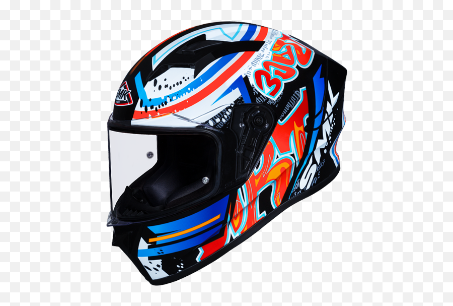 Smk Helmets Stellar Graffiti Blue Red Orange Gloss - Smk Helmets Stellar Graffiti Png,Icon Rst Red