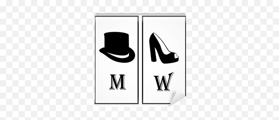 Wall Mural Wc Shoes And Black Hat Icons - Isolated On White Hat Png,Icon Shoes