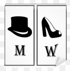 Wall Mural Wc Shoes And Black Hat Icons - Isolated On White png
