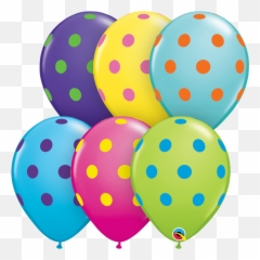 11 Big Polka Dots Colourful Asst - Balloons png