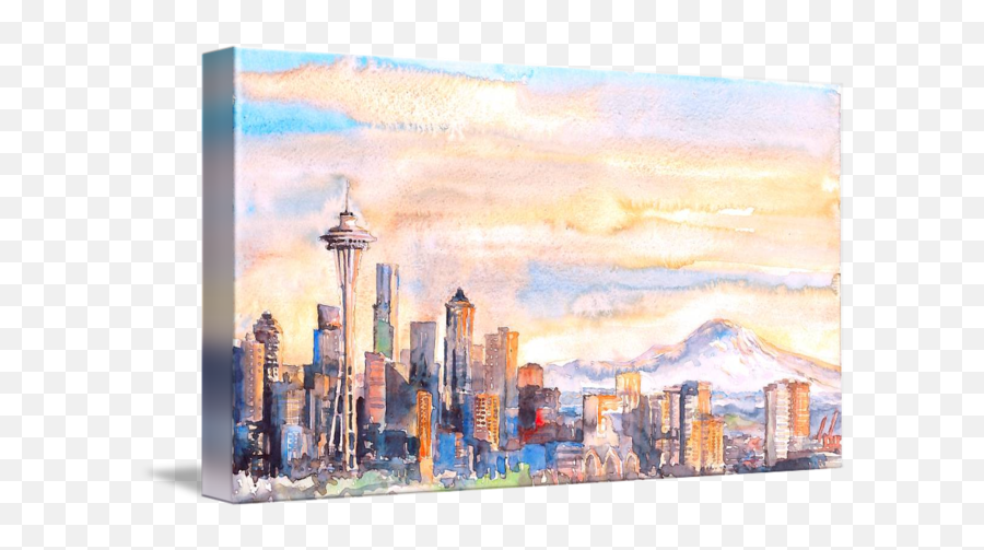 Picture Royalty Free Download Skyline - Seattle Skyline Painting Png,Seattle Skyline Png