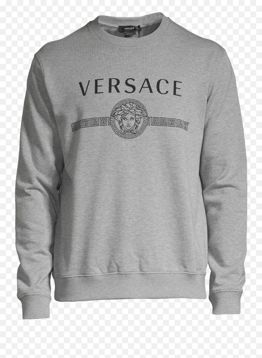 Versace Logo Print Sweatshirt Grey - Long Sleeve Png,Versace Logo Png