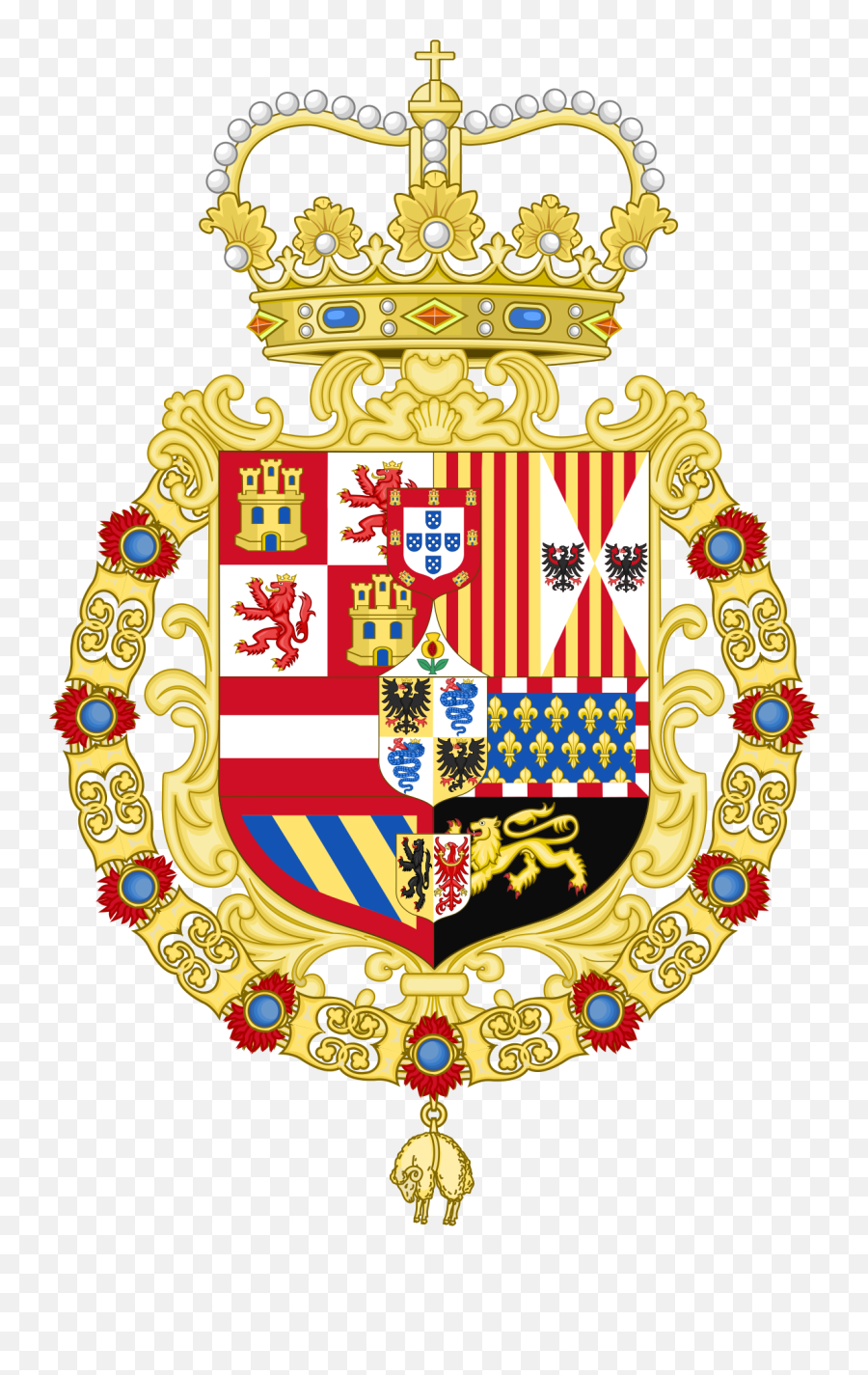 Filecoat Of Arms The King Spain As Monarch Milan - Spain Portugal Coat Of Arms Png,Monarch Png