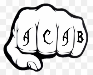 Download Acab Skinhead Fist Hand Tattoo Black White - Fist Clip Art png