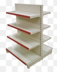 Free Standing Unit Metallic Double Sided Gondola Shelving - png