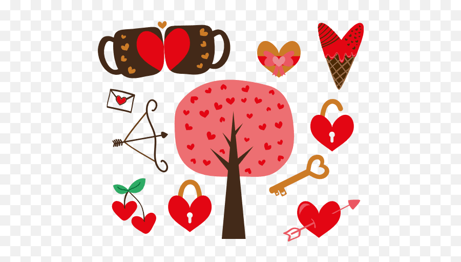 Valentineu0027s Day Bundle Hearts Love Tree Ice Cream Free - Girly Png,Files Icon Set