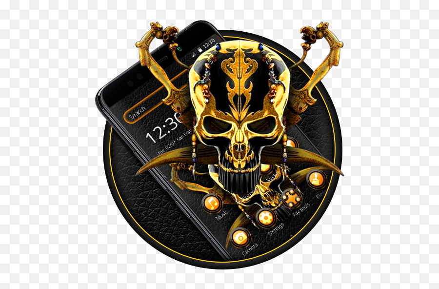 About Gold Black Skull Theme Google Play Version Apptopia - Golden Pirate Skull Png,Gold Camera Icon