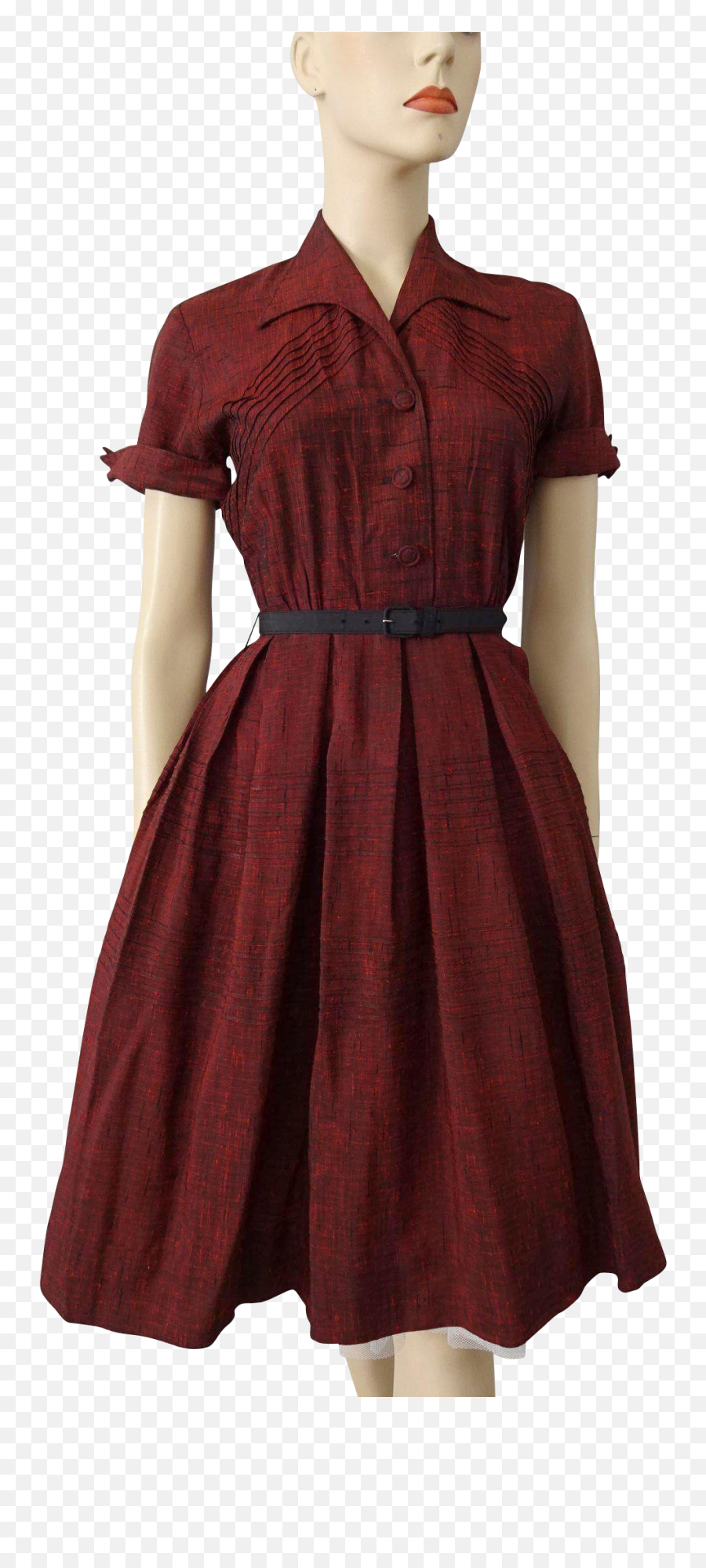 Download Womens Vintage 1950s Day Dress Red Shantung Fit And - Cocktail Dress Png,Red Dress Png
