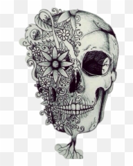 Gangsta Drawing Skull Picture 2661944 - Draw A Skull With Flowers Png,Catrina Png