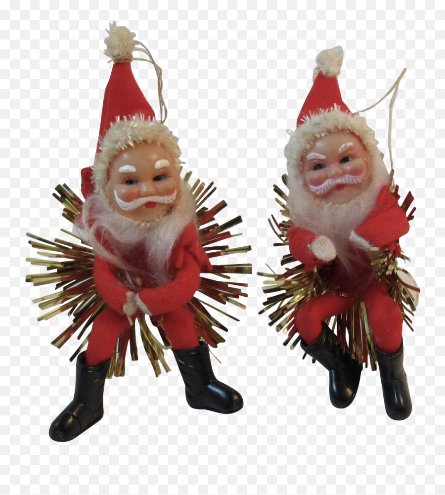 Download 2 Santa Claus Ornaments With - Christmas Png,Tinsel Png
