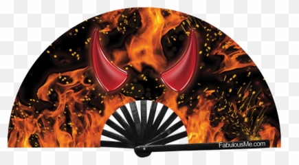 Devil Horn Bamboo Circuit Party Uv Glow - Hand Fan png