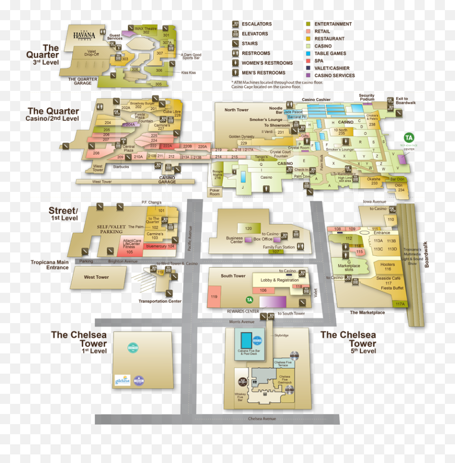 Download Hd Property Map - Hotel Map Of Tropicana Atlantic Tropicana Atlantic City Map Png,Tower Map Icon