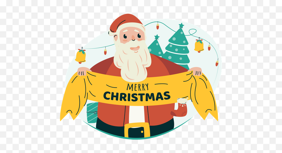 Best Premium Santa With Christmas Banner Illustration - Christmas Banner Design Santa Png,Christmas Funny Icon