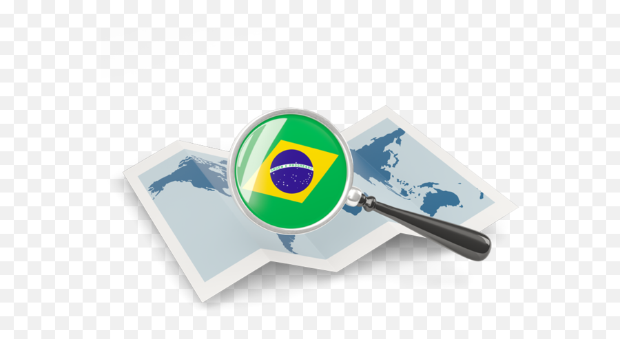 Magnified Flag With Map Illustration Of Brazil - Flag Iran Png Map,Brazil Map Icon
