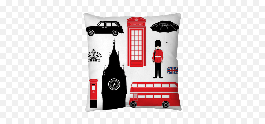 Throw Pillow Uk - London Symbolsiconssilhouettestencil Decorer Son Cahier D Anglais Png,Icon Stencils