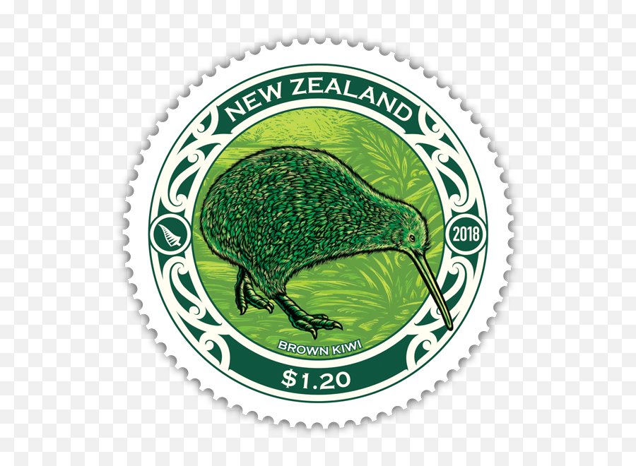 2018 Round Kiwi New Zealand Post Stamps - Round Postal Stamp Png,Kiwi Bird Png