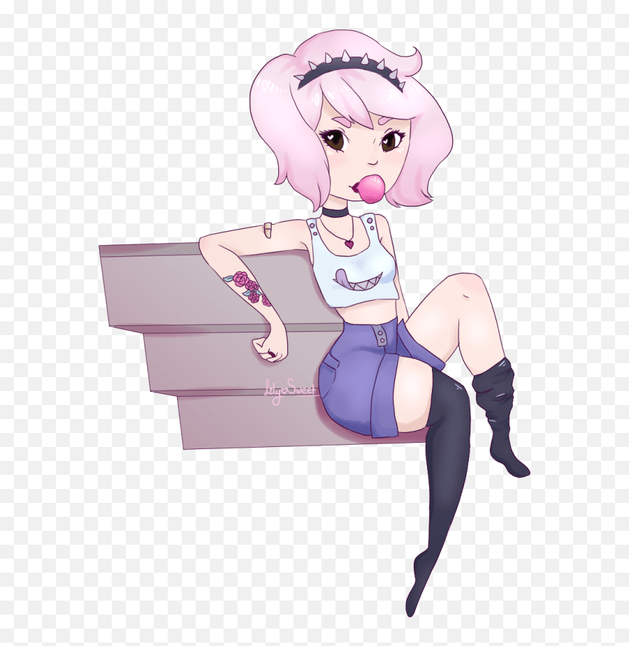 Draw Cutesy Anime Style For You - Cartoon Png,Anime Girl Sitting Png