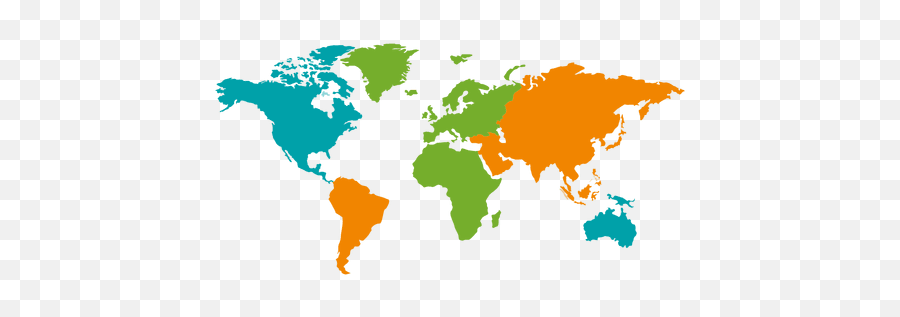 Different Colored Continental World Map - World Map Png,Map Of The World Png