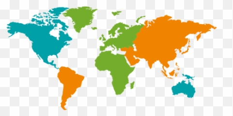 Different Colored Continental World Map - World Map Png,Map Of The World Png