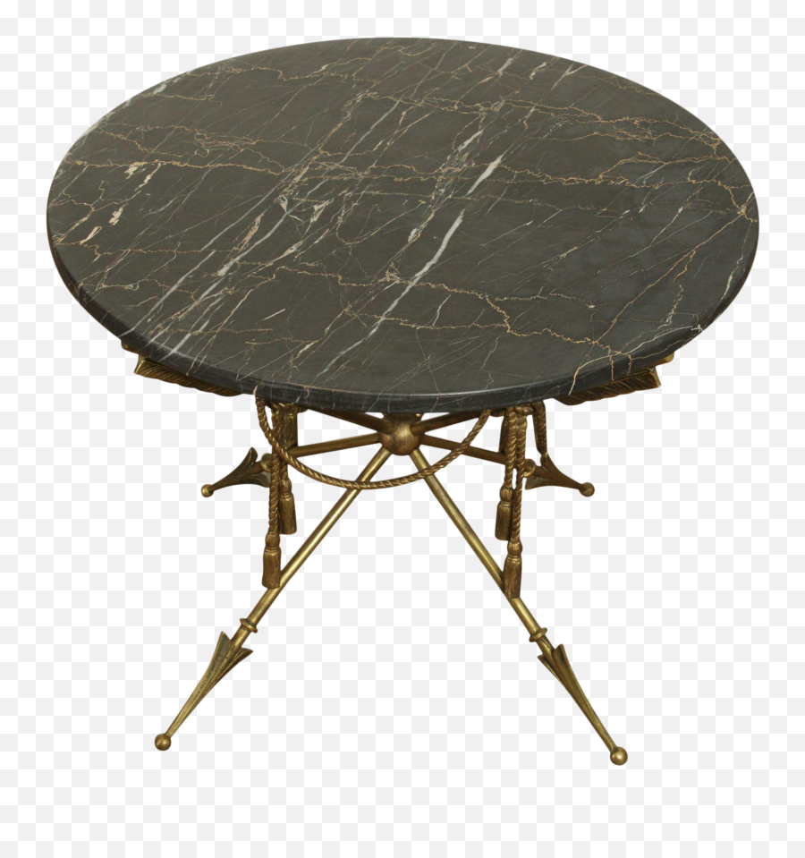 Vintage Italian Neo - Classical Regency Style Brass Crossed Arrows Round Marble Top Coffee Table Outdoor Table Png,Crossed Arrows Png