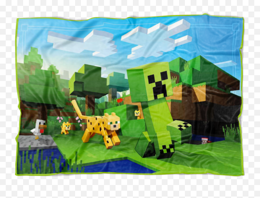 Minecraft Creeper Fleece Blanket 3d Lightweight Supremely Soft U0026 Cozy Casual - Minecraft Ocelot Chase Poster Png,Creeper Transparent