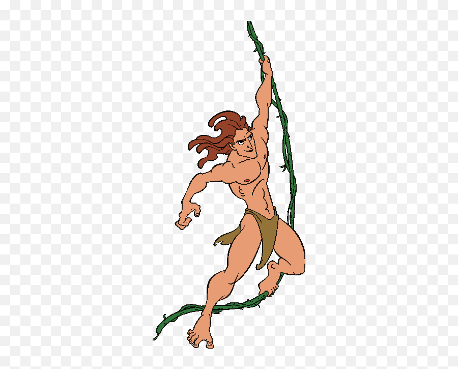 Tarzan Disney Clipart - Tarzan Swinging On Vine Png,Tarzan Png.
