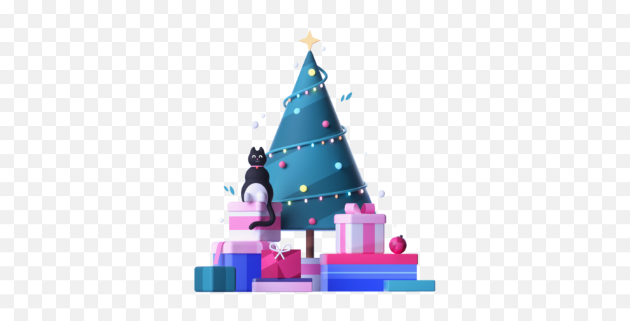 Cat Christmas Tree Gifts Free Icon - Iconiconscom 3d Free Christmas Icon Png,Christmas Tree Icon Free