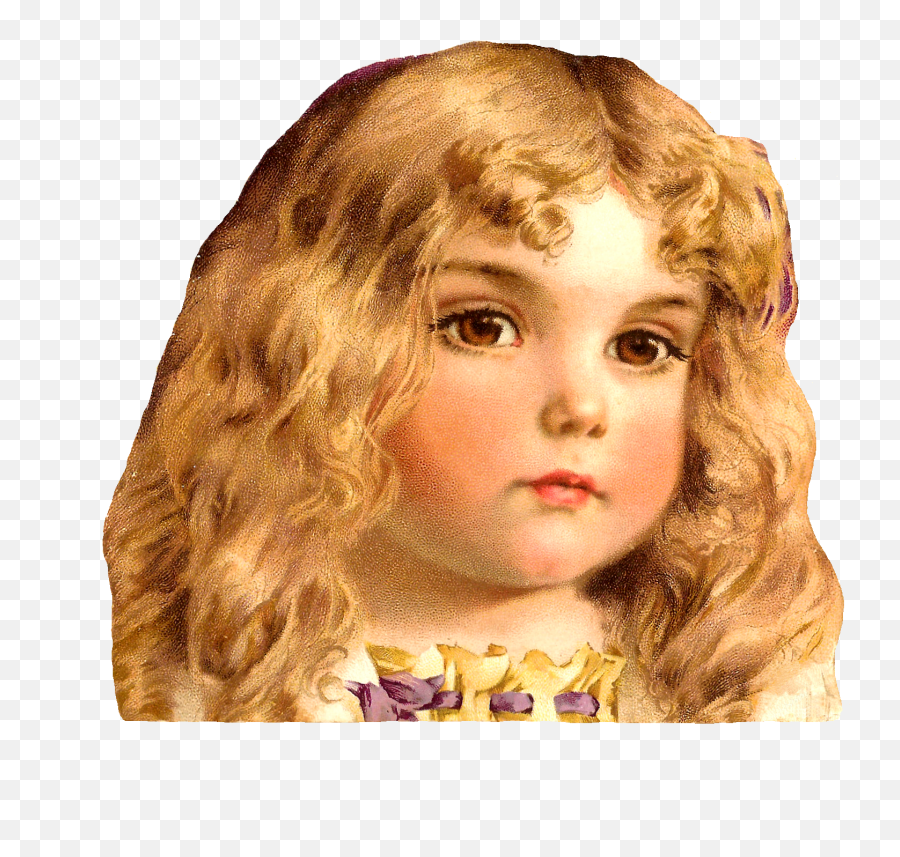 Antique Images Free Child Clip Art Pretty Blond Girl With - Girl With  Blonde Curly Hair Clipart Png,Curly Hair Png - free transparent png images  