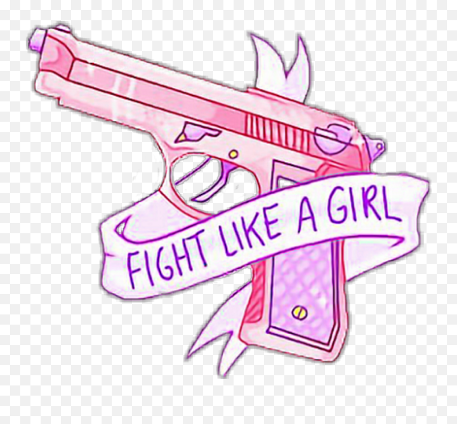 Download Fightlikeagirl Gun Pistol Banner Cute Tumblr - Fight Like A Girl Gun Png,Cute Tumblr Png