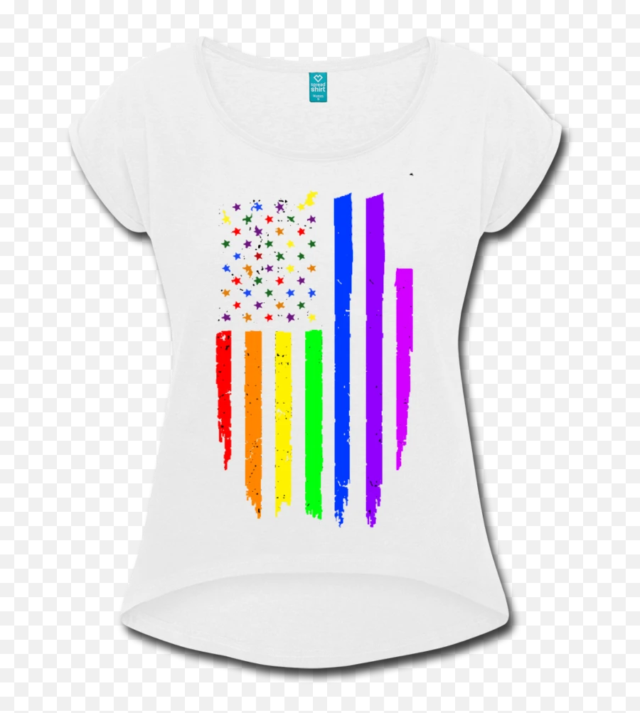 Details About Distressed Gay Pride Rainbow Flag T - Shirt Lgbtq Love Wins Womens Roll Cuff Tshi Graphic Design Png,Gay Pride Flag Png