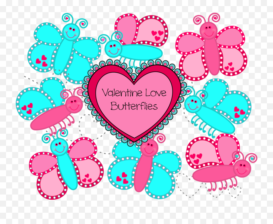 Valentine Love Butterflies U2013 8 And Heart Trails - Valentines Day Butterfly Clipart Png,Free.png Files
