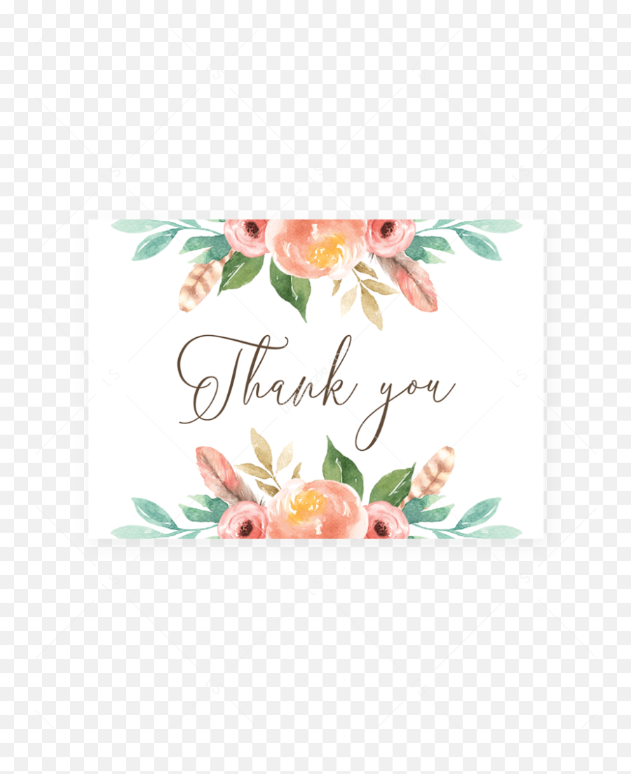 Watercolor Roses Thank You Card Printable Png