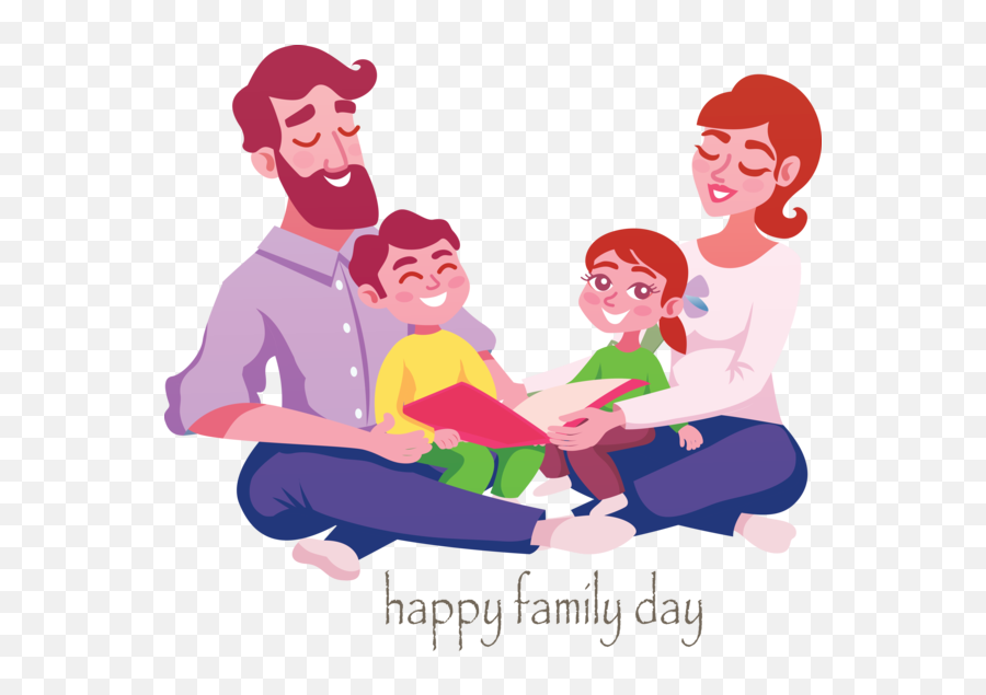 People Cartoon Sitting For Happy Family - Happy Family Family Cartoon Png,People Cartoon Png