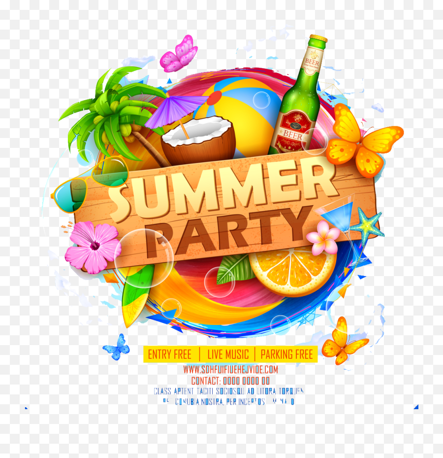 Summer Party Png Image Download - High Resolution Flyer Summer Party Poster,Party Background Png