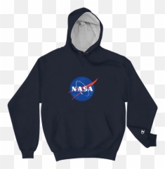 Champion Hoodie Nasa Logo Print Sweatshirt With Front Pocket - Uw Hoodie Png,Nasa Logo Transparent