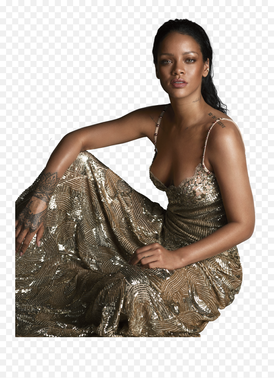 Download Rihanna - Rihanna Gold Dress Png,Rihanna Transparent Background