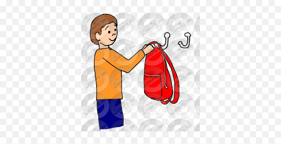 Hang Up Backpack Picture For Classroom - Backpack Hanging On Hook Clipart Png,Hang Up Icon