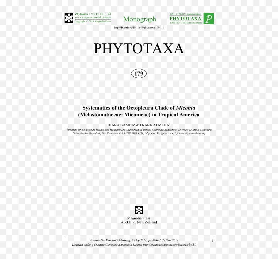 Pdf Systematics Of The Octopleura Clade Miconia - Dot Png,Icon Brava Towers Punta Del Este