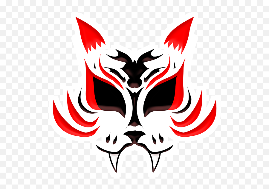 Kitsune Face - Red Shower Curtain For Sale By The Coco Kitsune Face Png,Kitsune Mask Icon