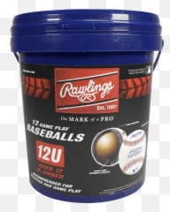 Rawlings 12 Pack Bucket Of 12u Official League Rolb2 Youth Practice Baseballs - 8u png