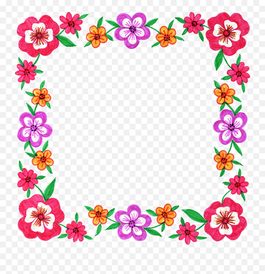 Lei Png - Clipart Square Flower Frame Transparent Cartoon Flower Square Border Png,Flower Frame Png